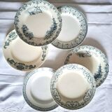 Assiettes plates anciennes dépareillées en faïence terre de fer