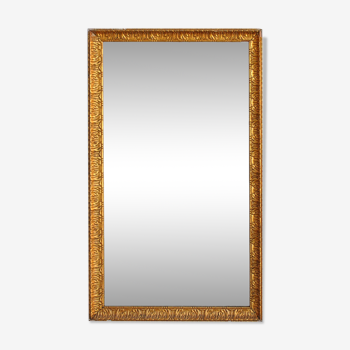 Miroir ancien en bois et stuc doré d'époque fin XIXème 76x131cm