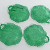 Aesthetic Movement Emerald Green Glass Leaf Plates
