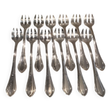 12 silver-plated oyster forks, SFAM silversmith, art deco printania