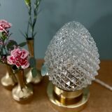 Vintage globe table lamp in diamond-point glass