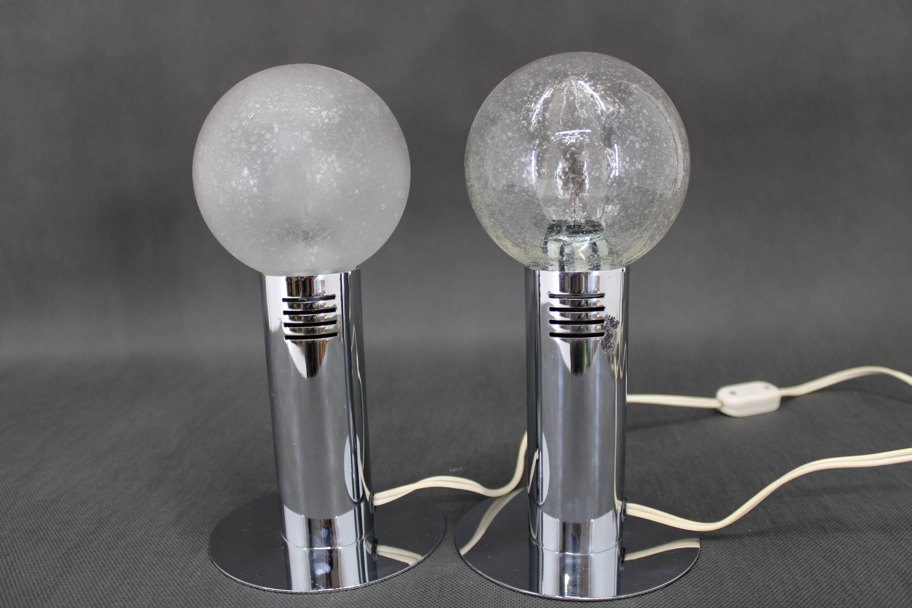 1970s Pair of Chrome Plated Lamps ,Italy
