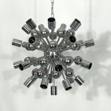 Lustre Sputnik chromé vintage par Reggiani Italie années 1970