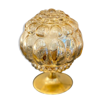 Bubbled amber glass globe lamp