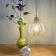 Vintage globe pendant light in amber bubble glass
