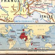 Old school map Hatier Briard 63, 1950 - France 1815 to 1914 (Rep