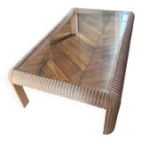 Table basse bois et verre 1970