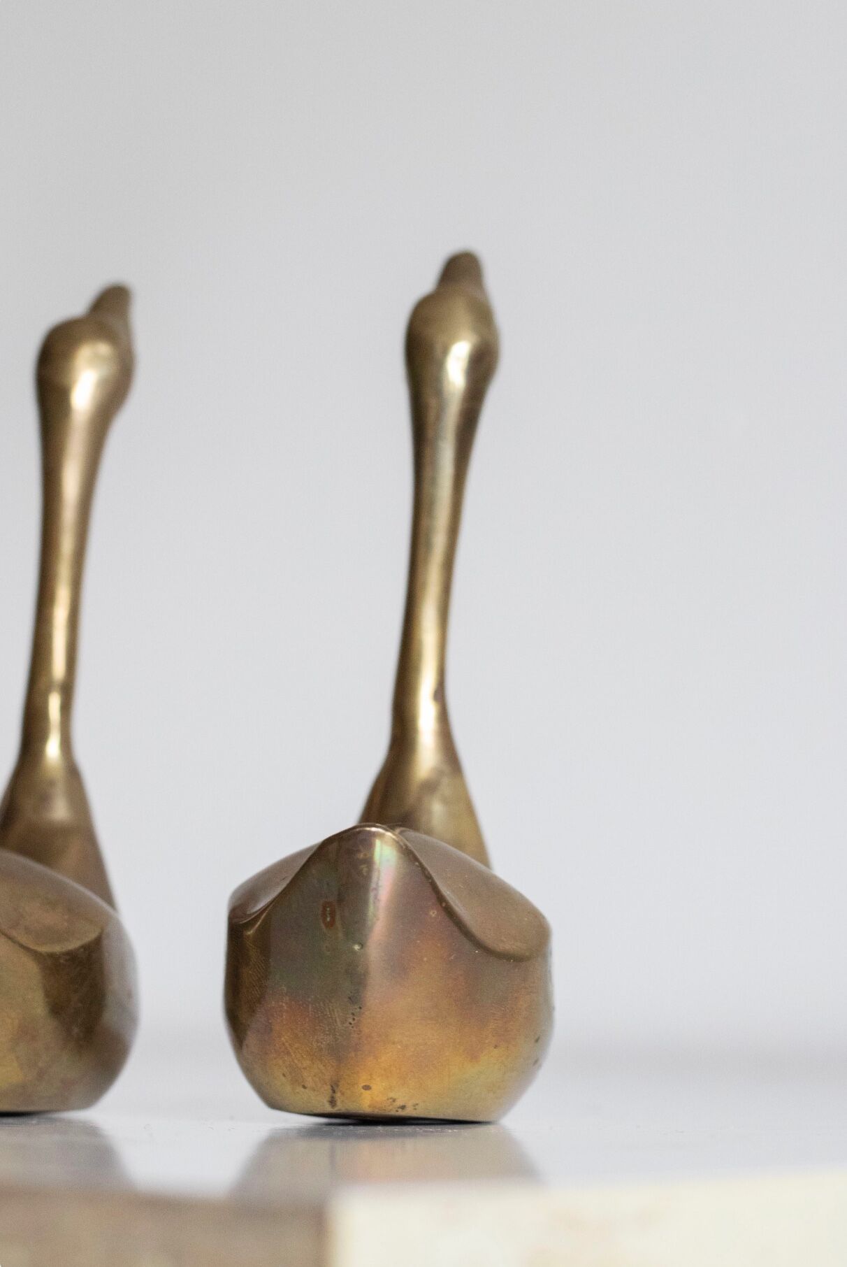 Pair of vintage brass swans