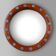 French round wooden mirror with elegant blue and white glass decoration, 19