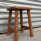 Dark wood stool folk art solid French oak