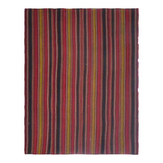 1970s Vintage Turkish Handmade Wool Cotton Red Kilim Rug 219x285