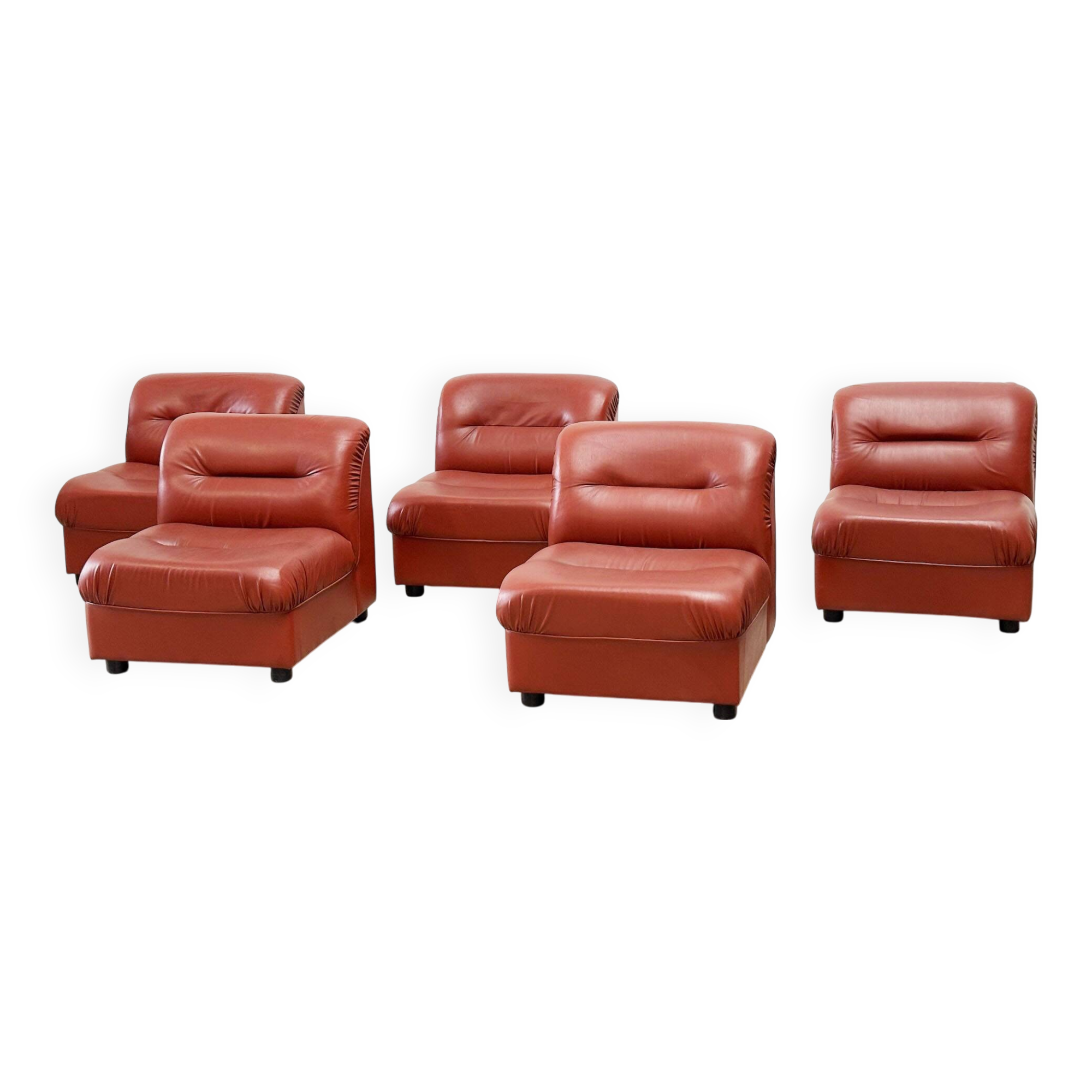 Faux leather modular Italian sofa