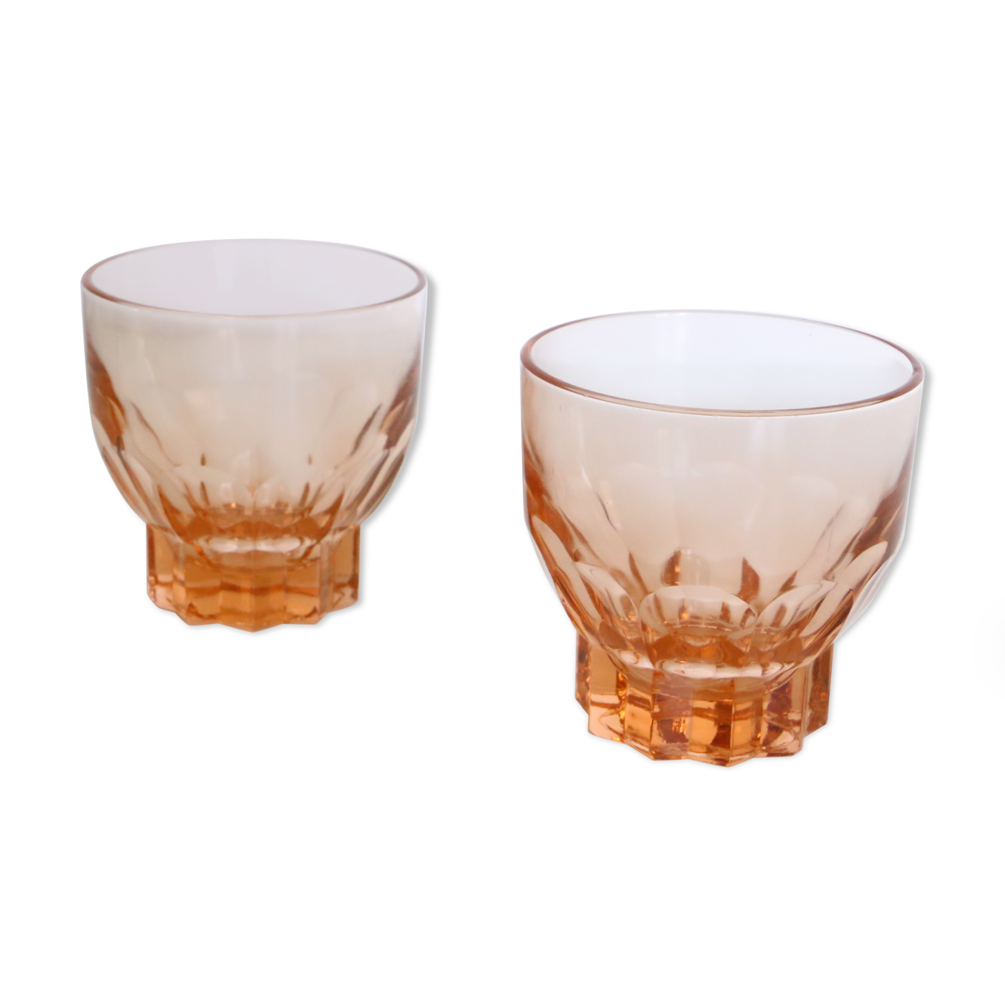 Duo of pink water glasses, 1950
