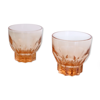 Duo of pink water glasses, 1950