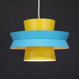 Unique colorful swedish design lamp in yellow and blue color