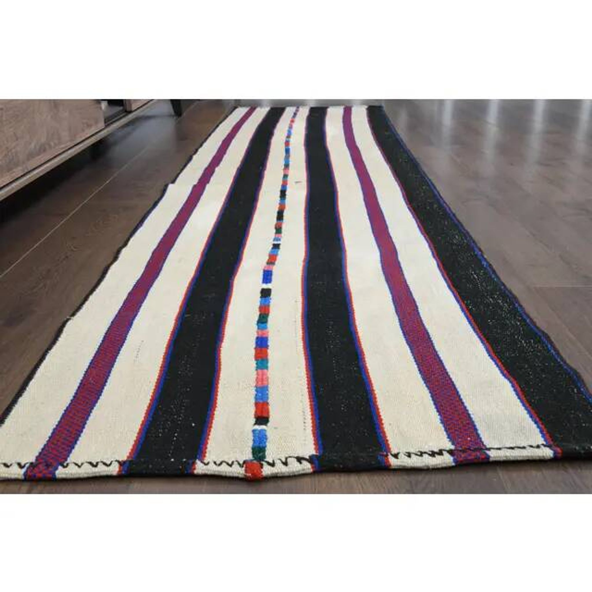 1970s vintage Turkish Oushak handmade wool cotton white runner rug 73x265