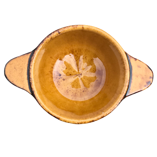 Series of 6 yellow bowls enamelled suls