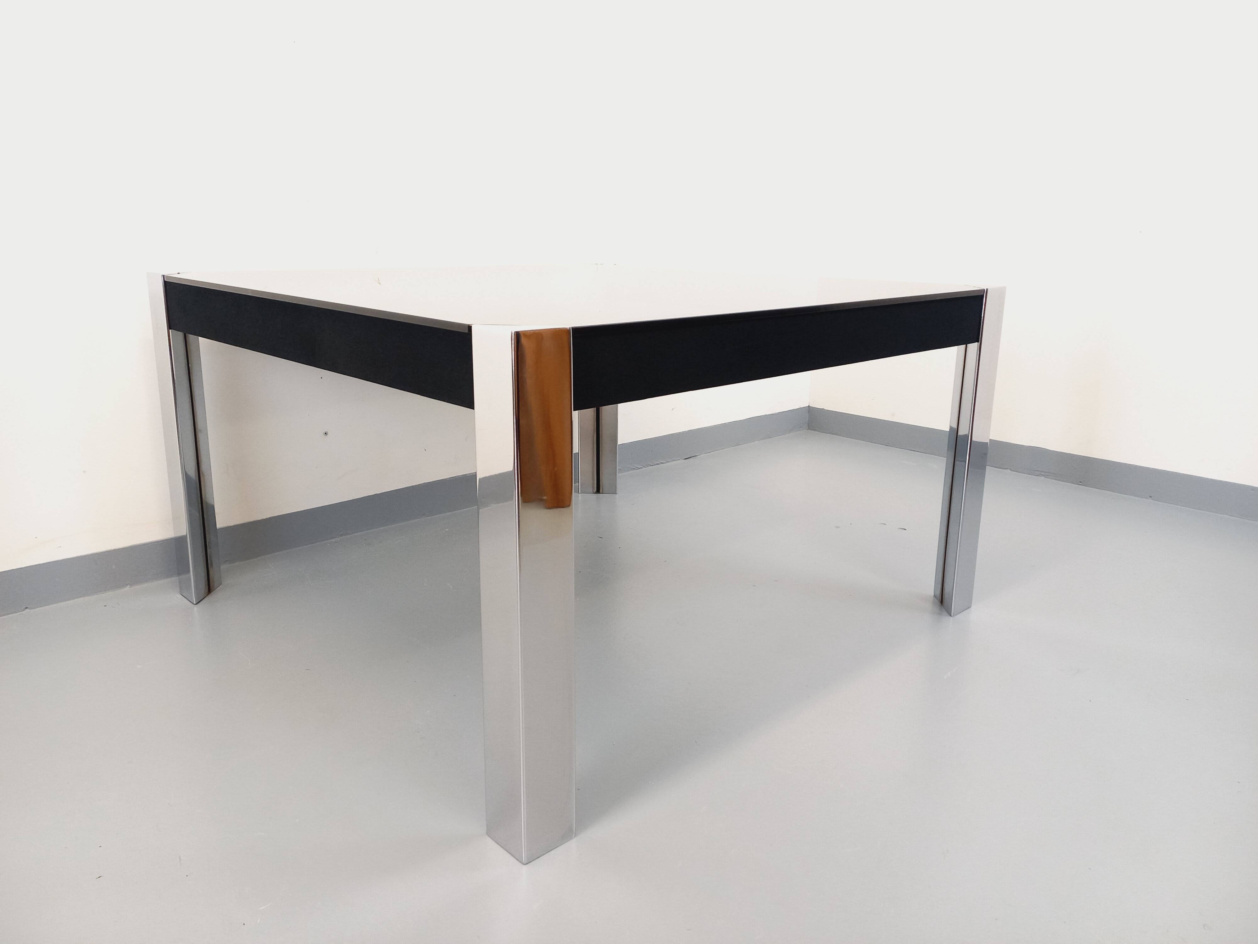 Vintage Italian square dining table by Faleschini for Mariani glass