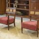 Brutalist pair of armchairs attributed to Audoux Minet, 1950s.
