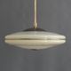 Beige Art Deco Pendant Light with Golden Radial Stripes and Brass Profile, 1930-1940