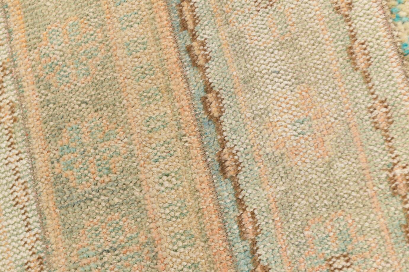 2x10 Vintage Brown & Cream Turkish Runner Rug, 80x306Cm