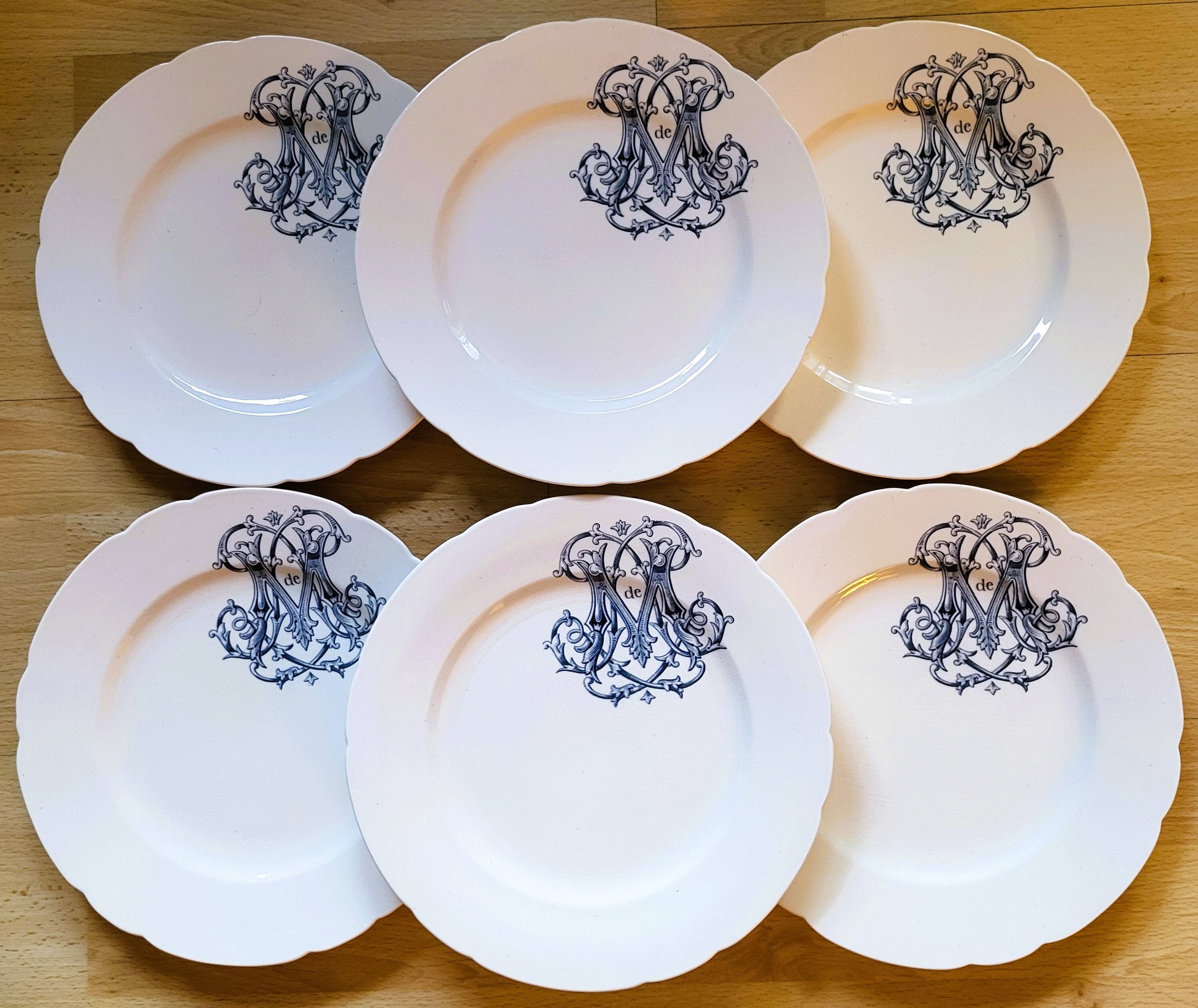 6 Longwy dinner plates (25cm)