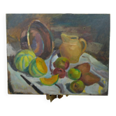 Tableau huile sur bois nature morte