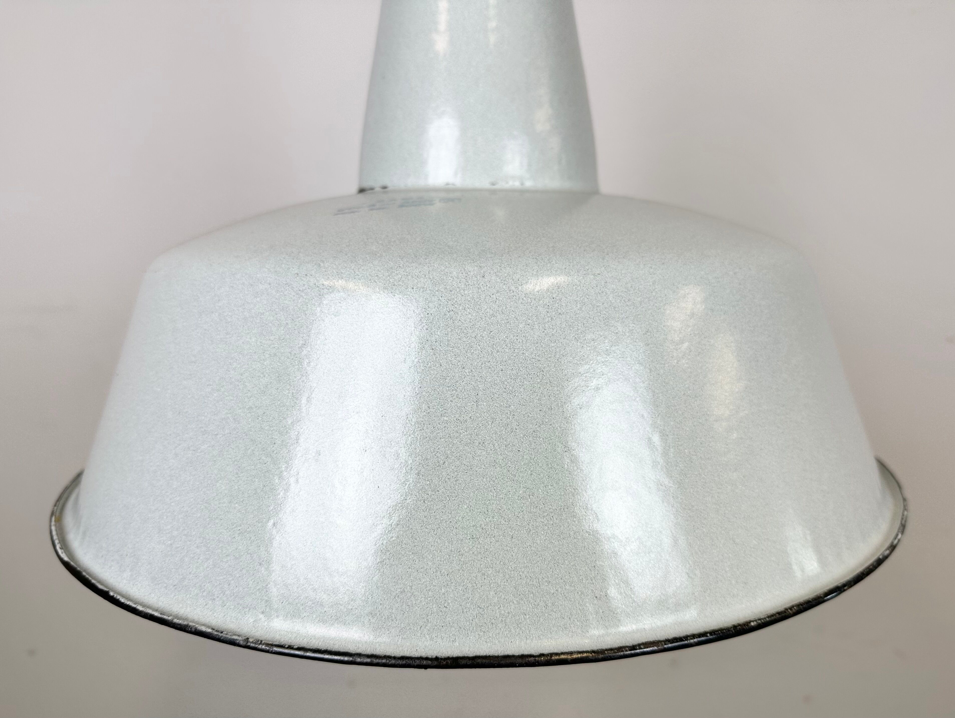 Industrial Grey Enamel Factory Pendant Lamp from Zaos, 1960s