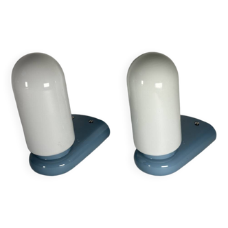 Dietsche blue wall lights Germany Bathroom 1980 x2