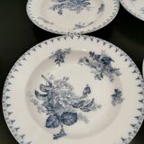 Assiette creuse en céramique de Sarreguemines , modèle Flore en bleu vendu à l'unité