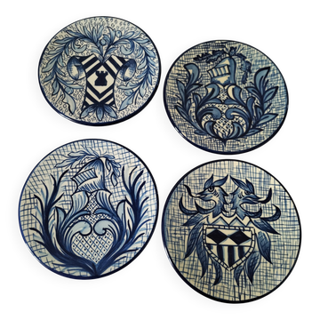 Quatuor d’assiettes attribuées à Pascual Zorrilla pour Emma – Espagne