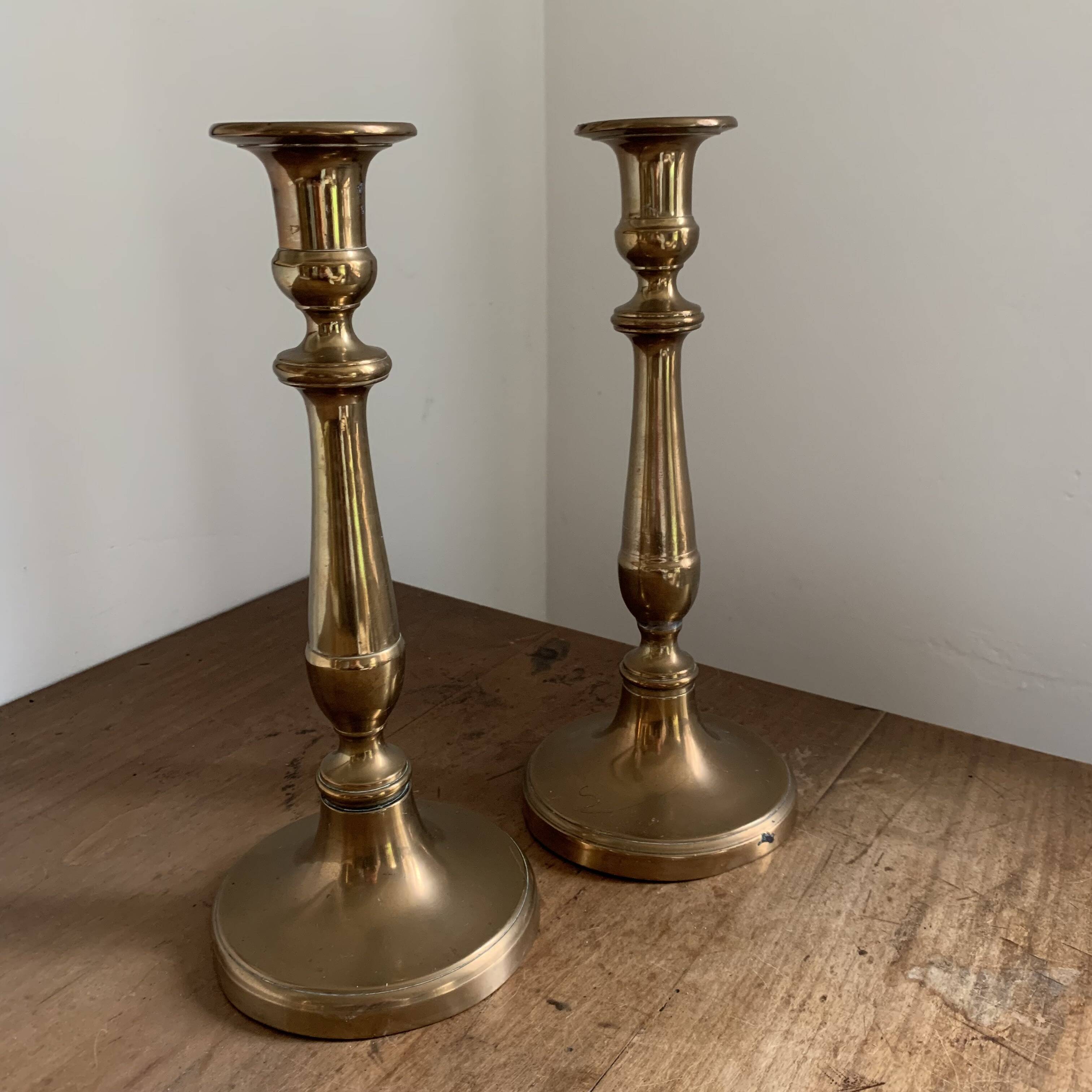 Pair of brass candlesticks 28 cm