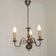 Italian Vintage Silver Brushed Metal 3 Light Flemish Style Chandelier
