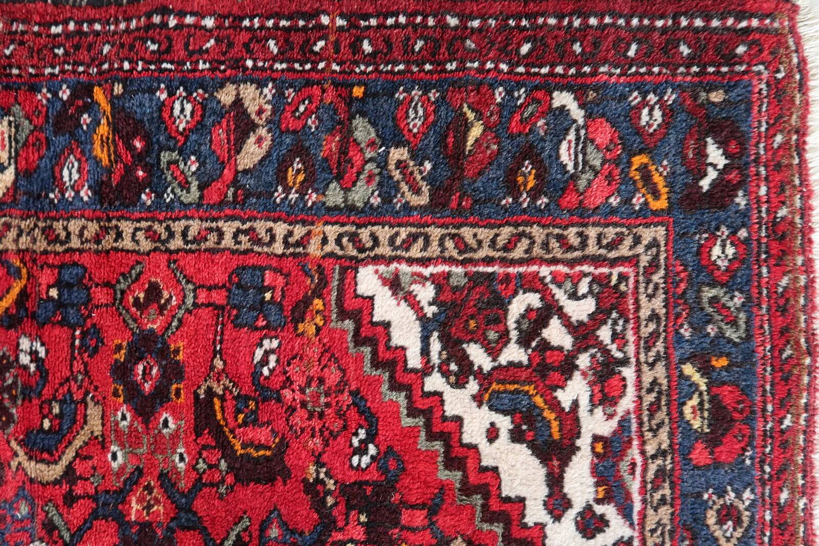 Handmade vintage Persian Hamadan rug 103cm x 142cm 1970s - 1C1170