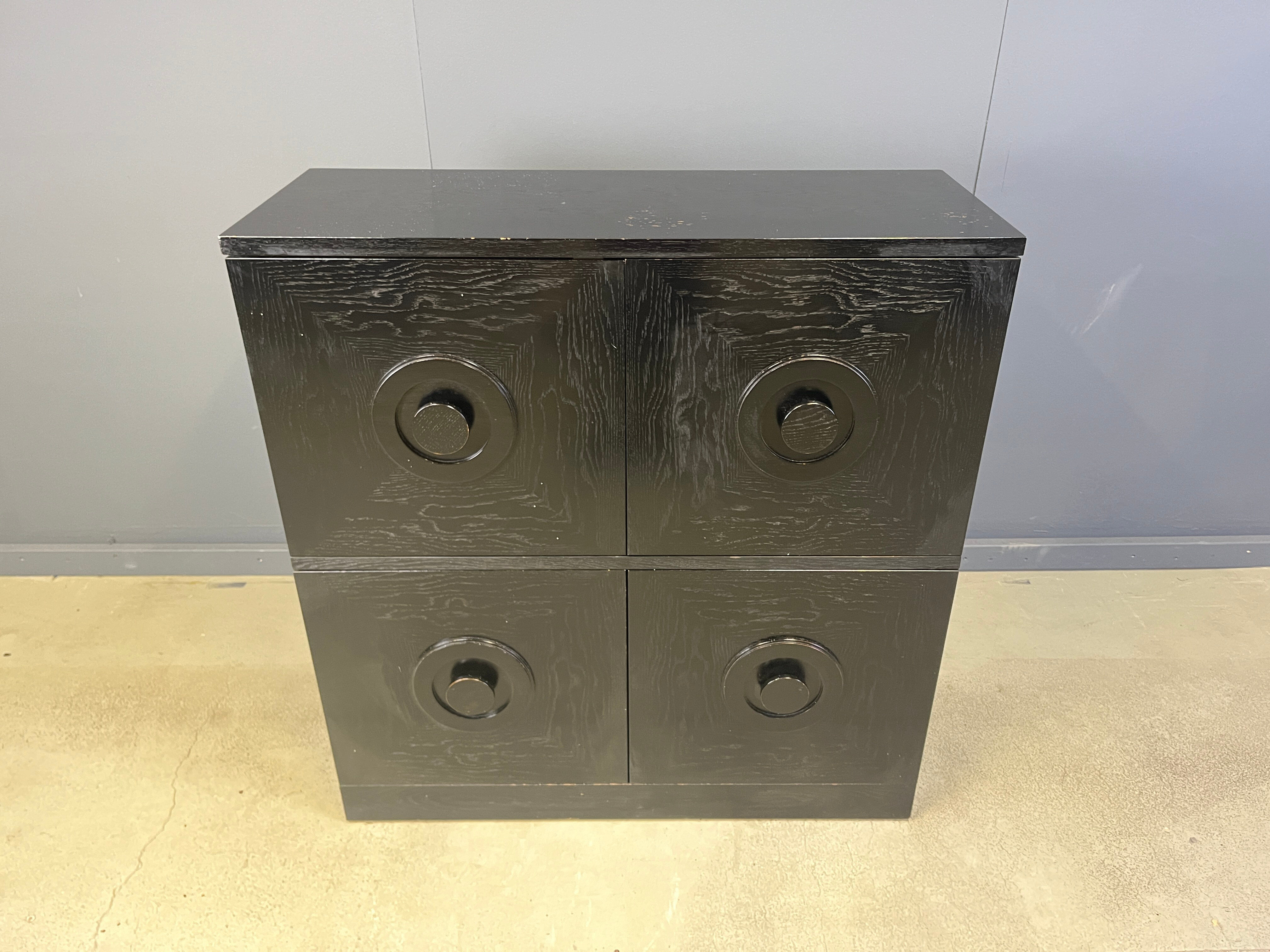 Black brutalist bar cabinet, 1970s
