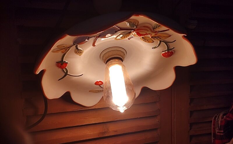 Suspension lampshade corole porcelain fruits