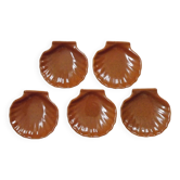 Set of 5 French Vintage Emile Henry Brown Coquille St Jacques Dishes 5193