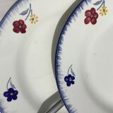 7 blue edge flat plates Mary Lou Digoin