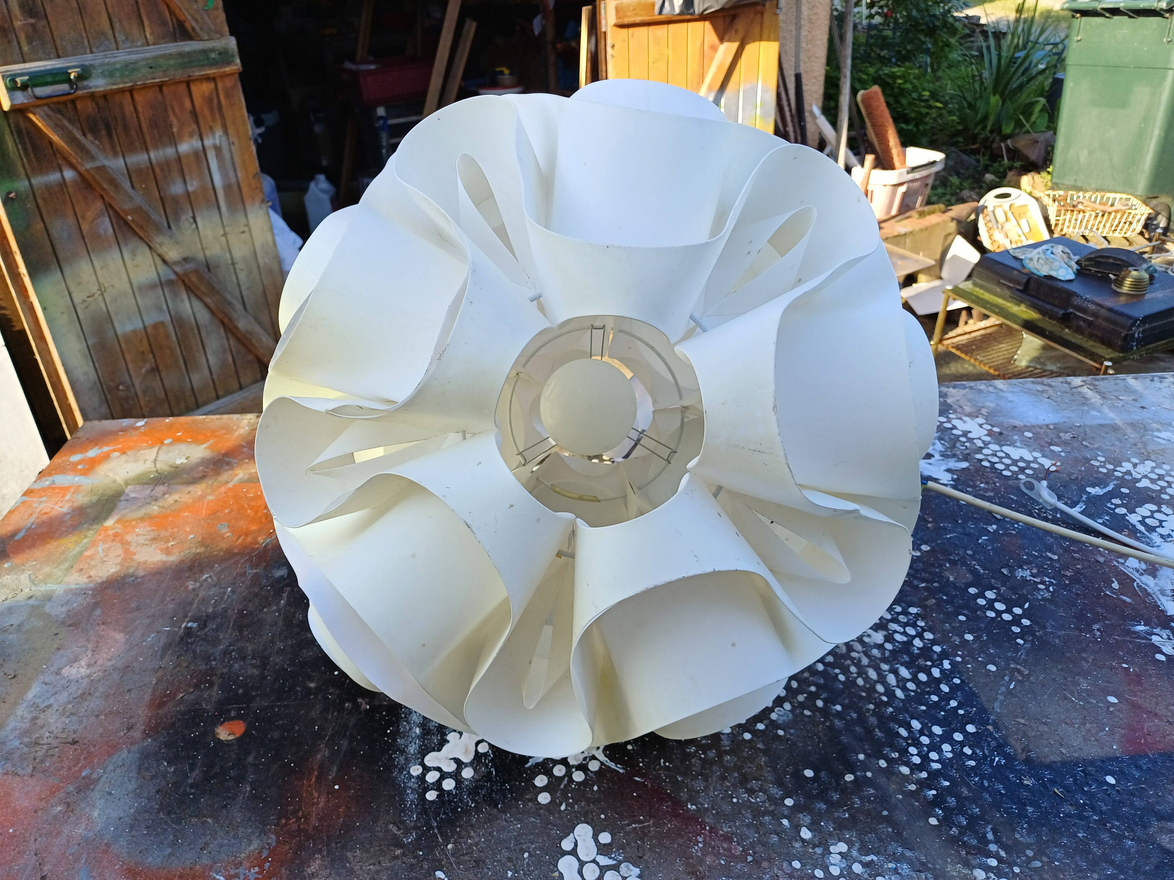 Vintage white plastic pendant lamp