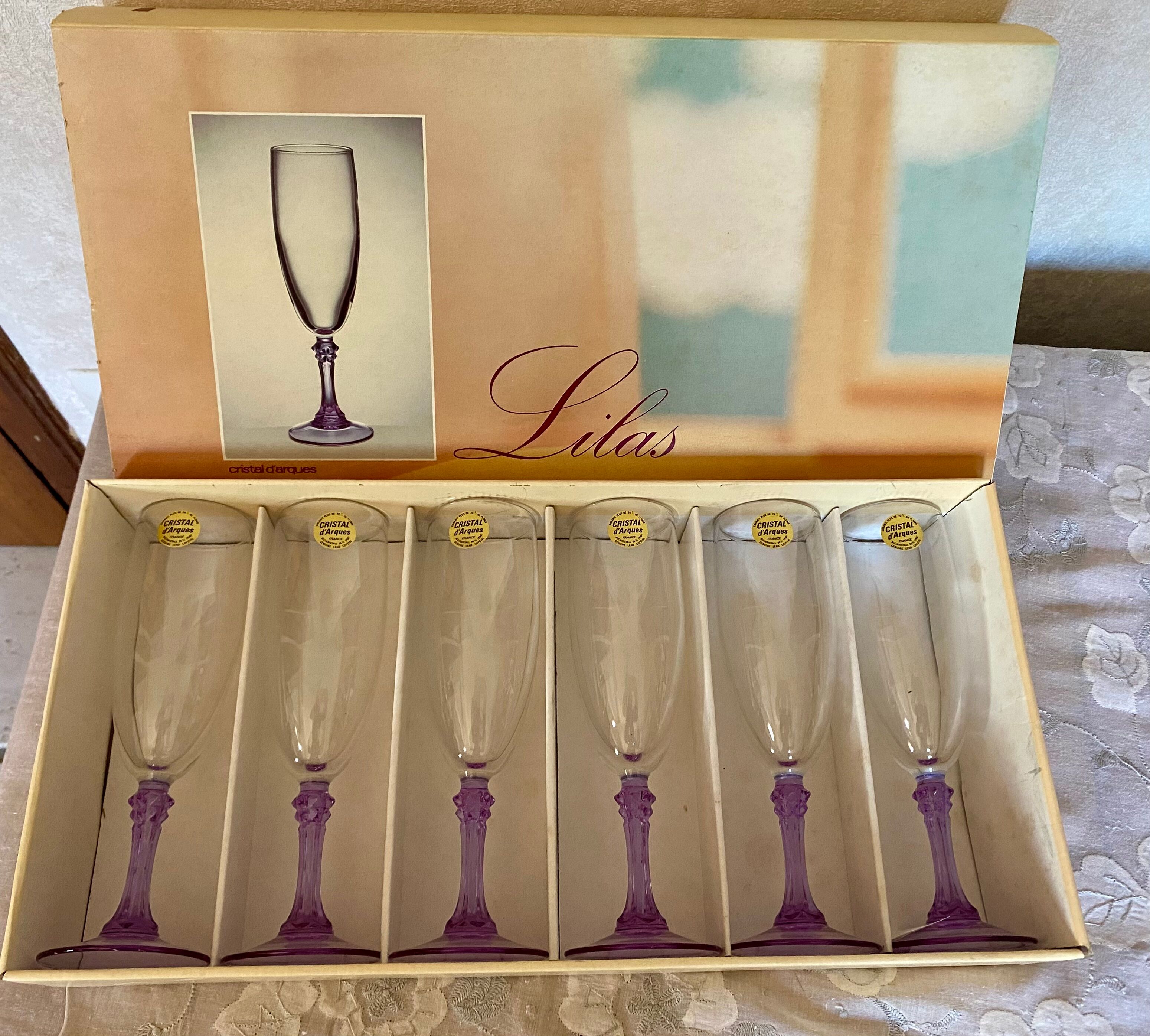 18 vintage Lilac series crystal glasses