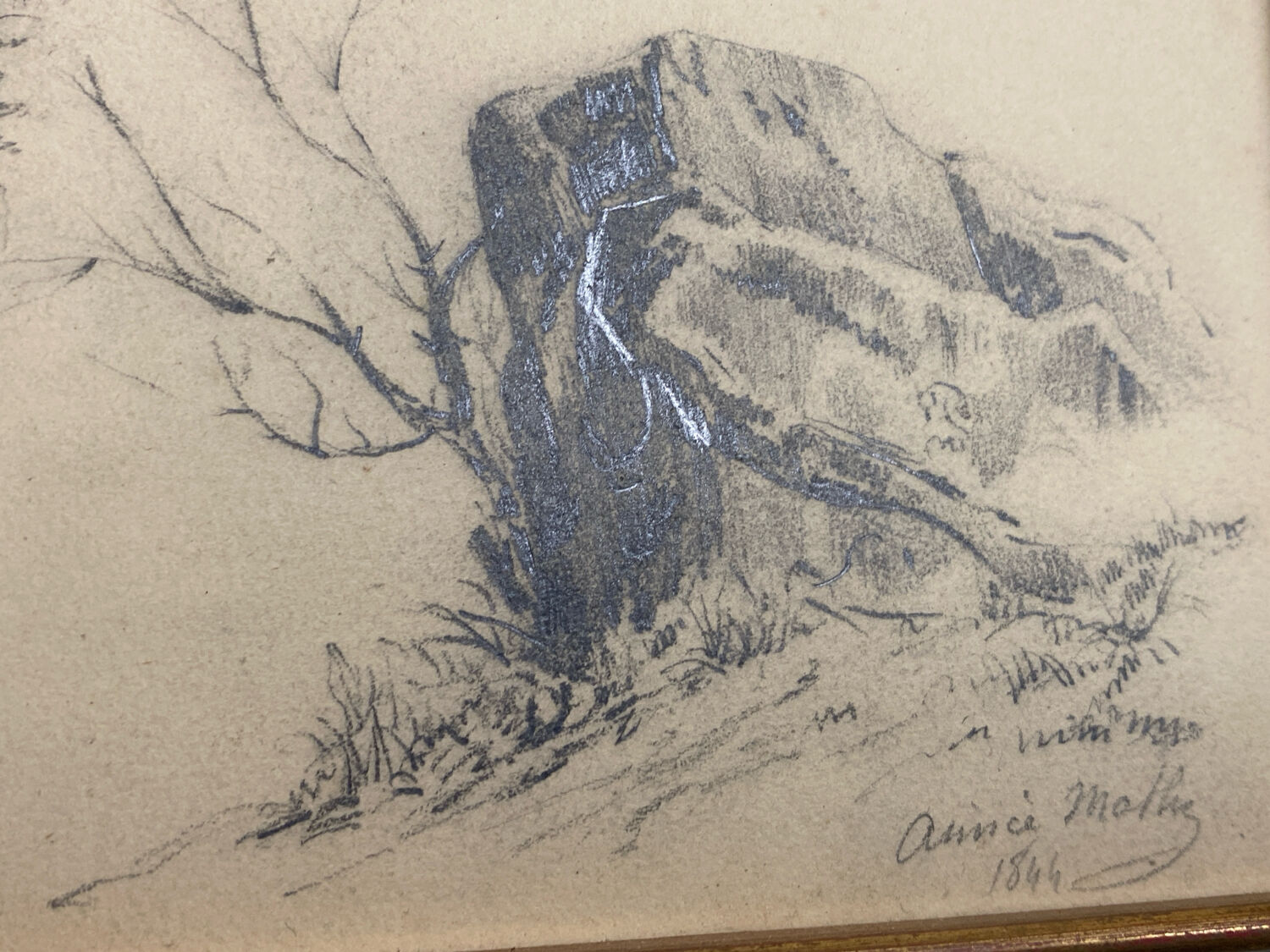 Dessin d’étude original à la mine de plomb signé daté 1844