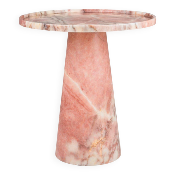 Table d'appoint cône à piédestal en marbre rose