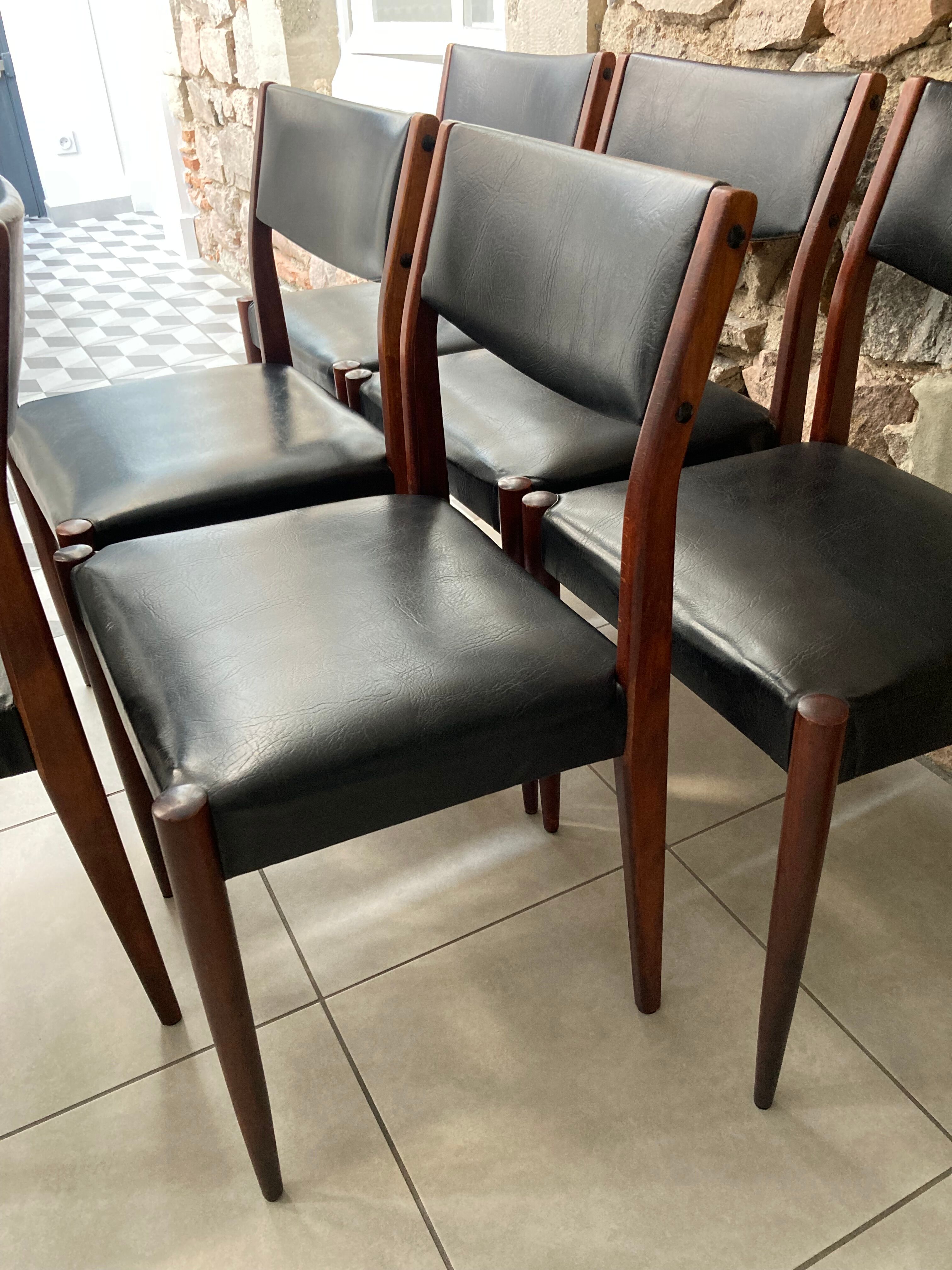 Set of 6 scandinavian chairs skaï black