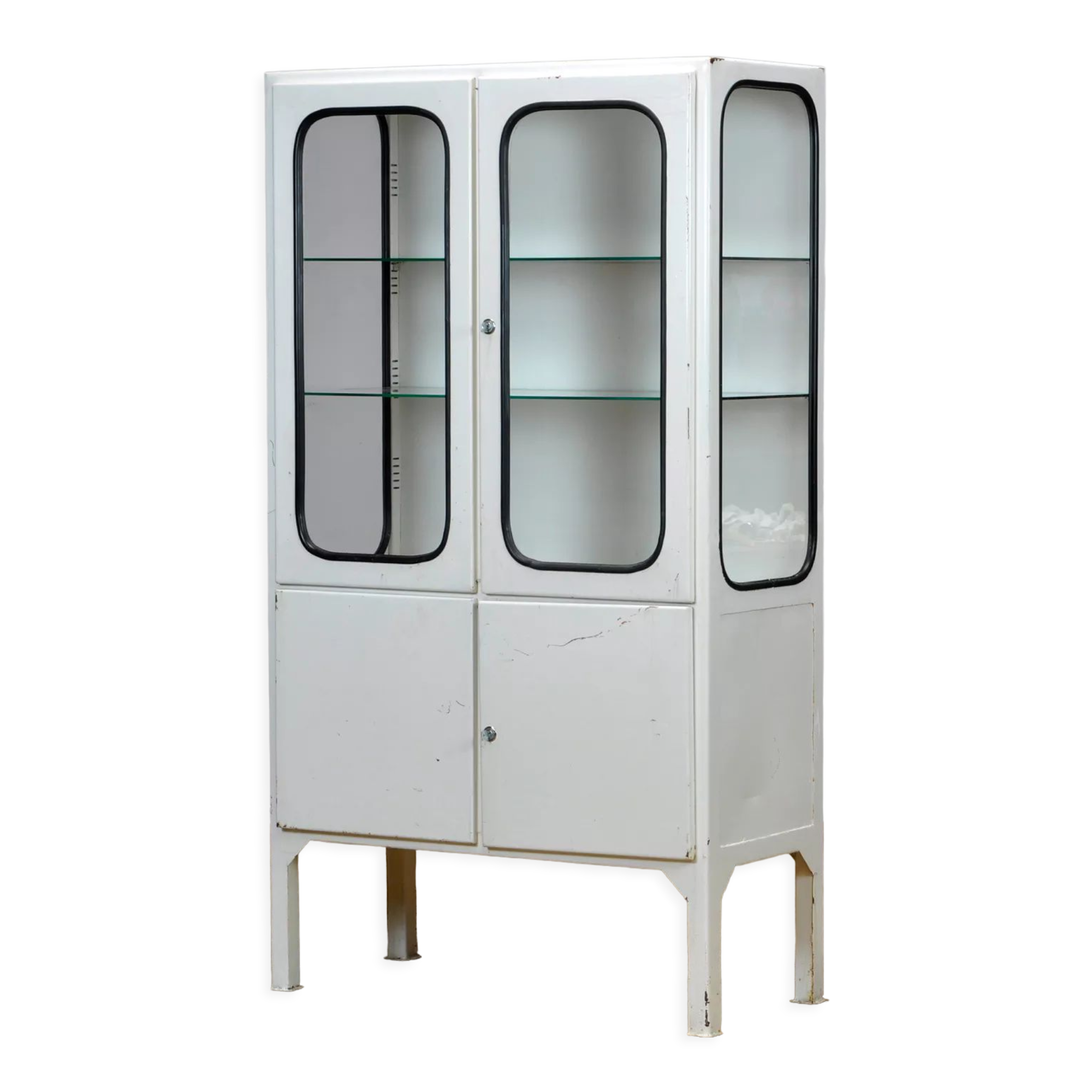 Glass & iron medical cabinet 1970s
