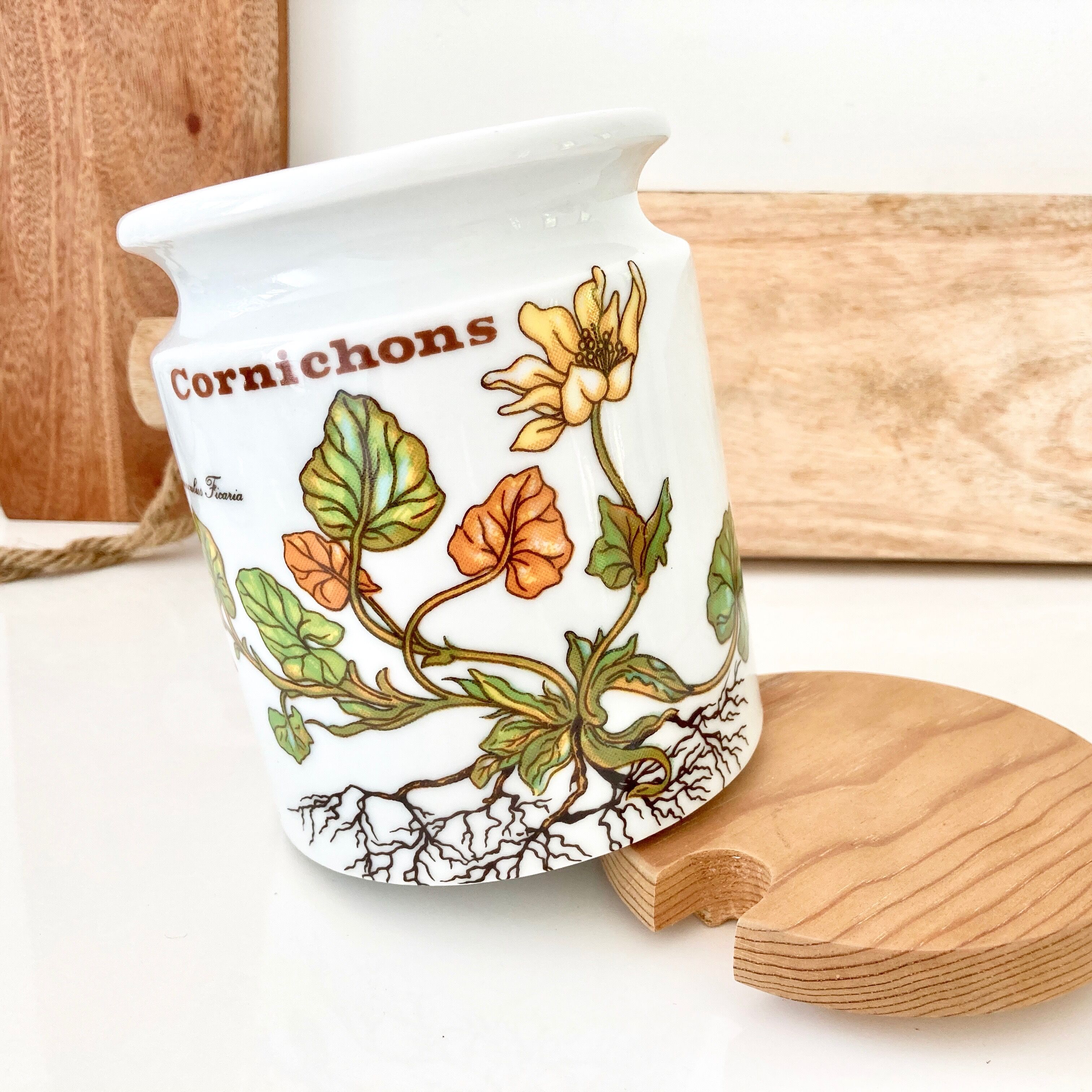 Ceramic pot vintage herbarium decoration