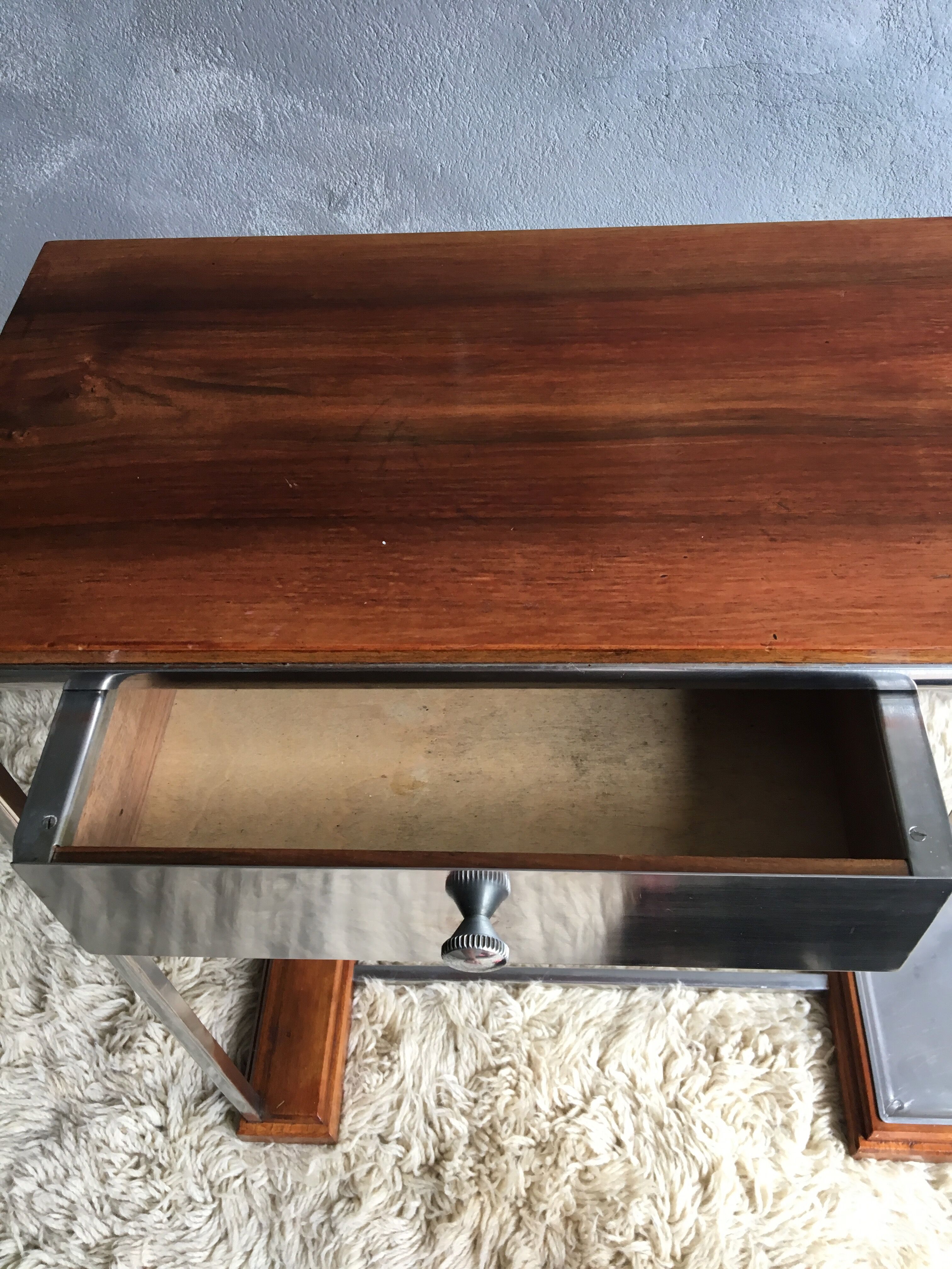 Vintage console in wood and stainless steel