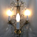 Chandelier 3 lights bronze and crystal