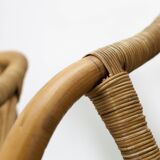 Pair of rattan and wicker armchairs 1960s