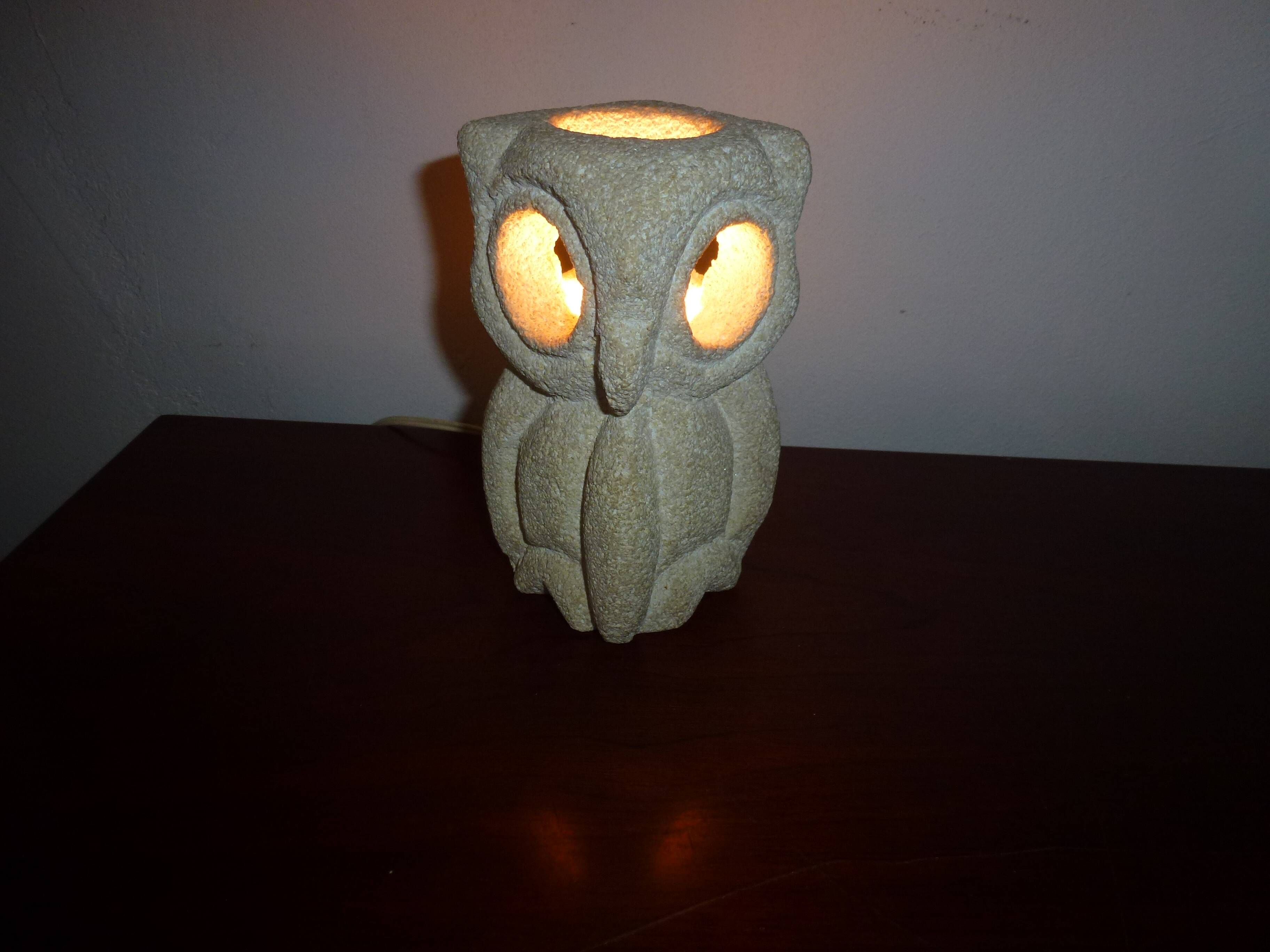 Owl Lamp Owl Albert Tormos Stone Sculpture Vintage 60s
