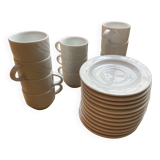Set of 11 espresso coffee cups with saucers